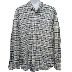 Saddlebred Blue and Green Flannel Long Sleeve Button Down Shirt - XXL
